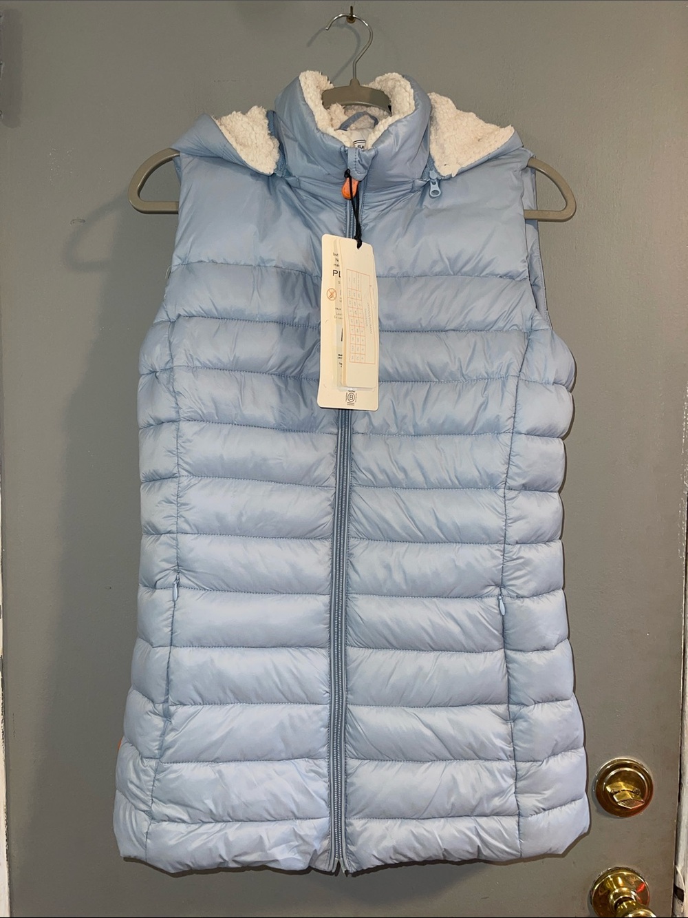 NWT SAVE THE DUCK Margareth Sherpa Lined Hooded Long Vest Size XS
